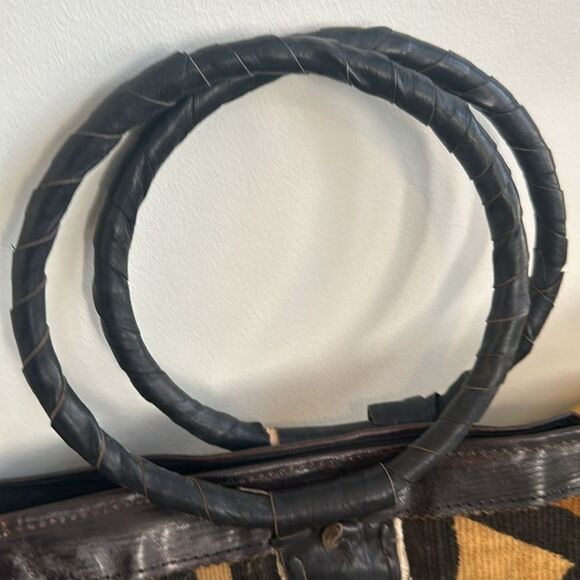 African Hand-made Mud Cloth & Leather Carry-On Bag - Picture 3 of 8